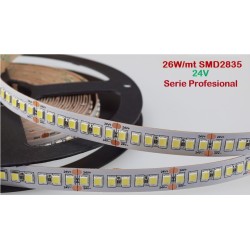 Tira LED 5 mts Flexible 24V 130W 1200 Led SMD 2835 IP20 Blanco Neutro, Serie Profesional